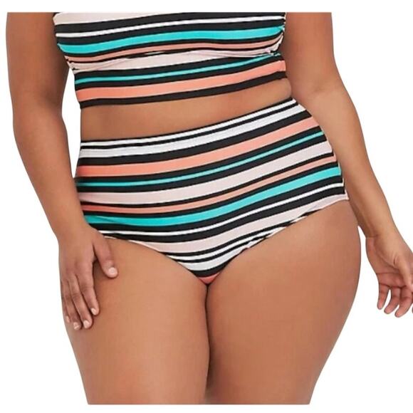 Torrid 1 striped smooth high waist swim bikini bottom SW2 2822 - Picture 1 of 10